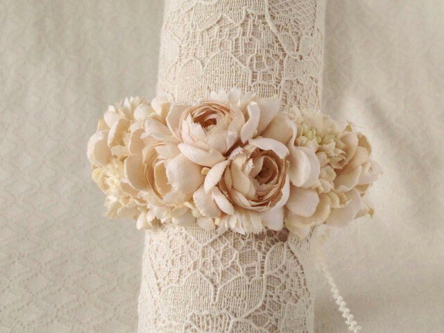 染め花のリストレット(S・オフホワイト)の画像1枚目