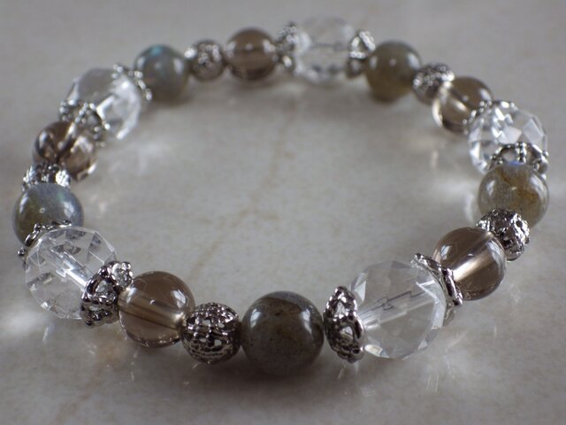 ラブラドライト＋スモーキークォーツ＋水晶 ブレスレット | iichi 日々