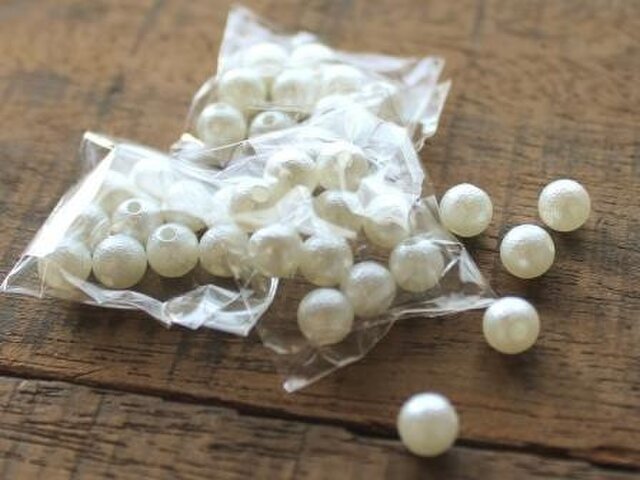 6mm(貫通)フェイクのコットンパール【40個】10個×4袋の画像1枚目