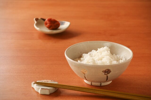 白釉飯碗(土の花)の画像1枚目