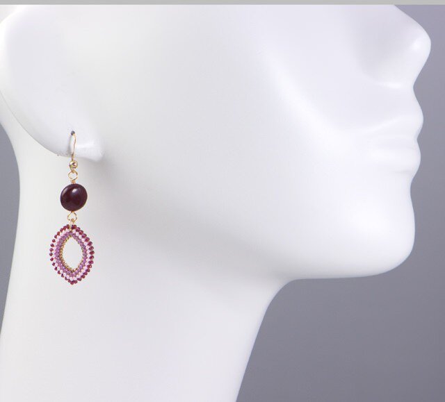 マーキスモチーフのピアス・赤・14KGF | iichi 日々の暮らしを心地よく