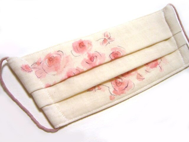ガーゼマスク・薔薇きなりの画像1枚目