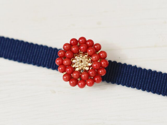 帯留め】アンティークレトロなお花・赤珊瑚 還暦祝いや母の日にも人気