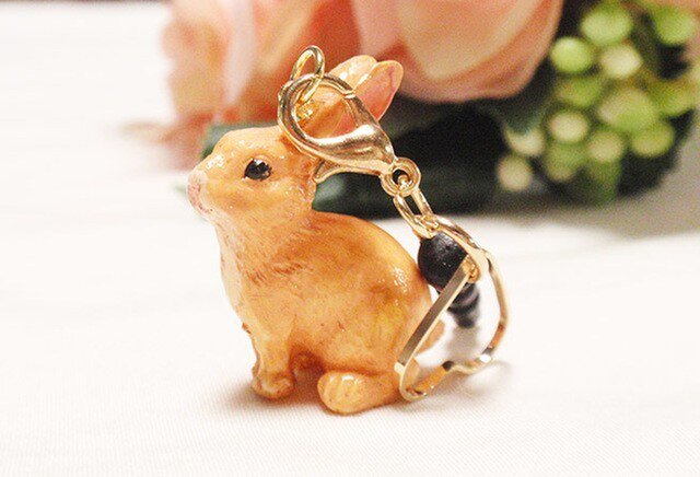 キャメルウサギイヤホンジャック ハートセット Iichi ハンドメイド クラフト作品 手仕事品の通販