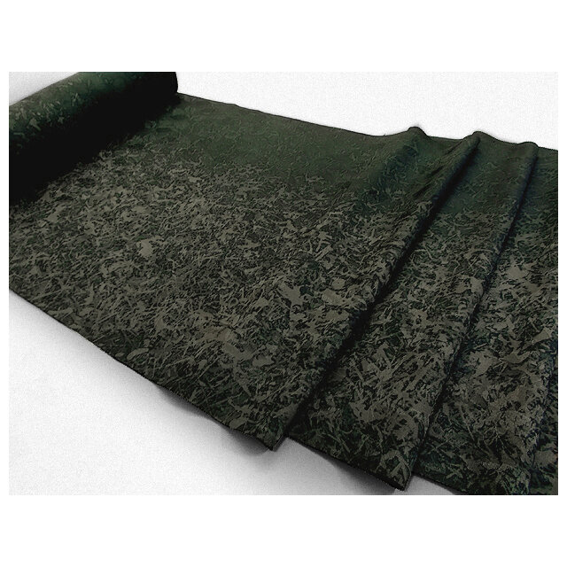 小紋着尺（葉文様地紋ロー敲き4度染）（濃い青緑グレー色）