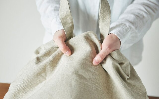 TRAUM.linokekena◆1587 リネン100%(内側帆布)tote リネン帆布のトートバッグ（L） トートバッグ PINT 通販 1335699