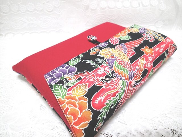 御朱印帳入れ・2冊用 沖縄紅型文様・赤-2 | iichi 日々の暮らしを
