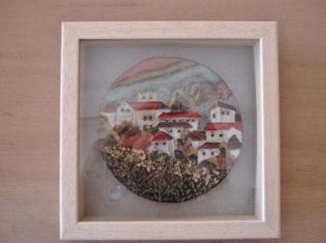 陶板画 風景画スペインの小さな街から 春 | iichi 日々の暮らしを