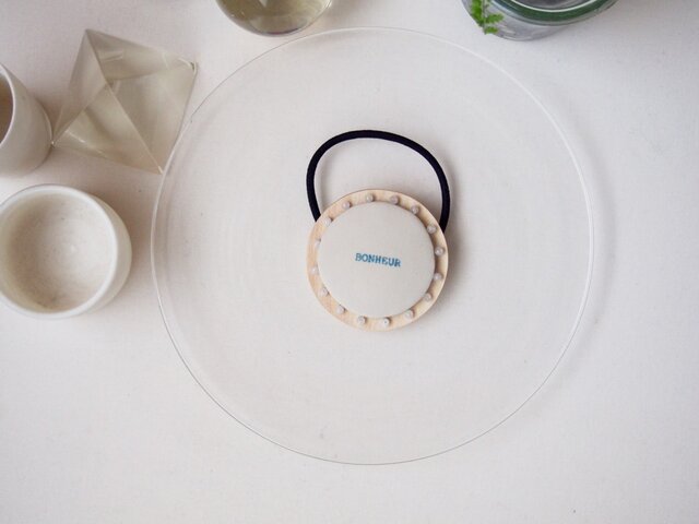 【S size】ivory × white ~ CIRCLE HAIR ELASTICの画像1枚目