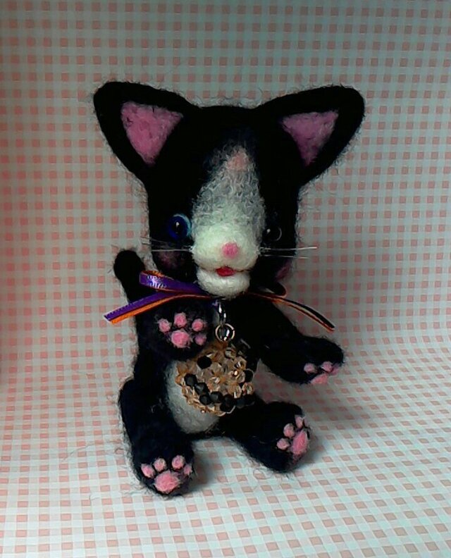 羊毛フェルト☆ハロウィン☆黒ねこちゃん