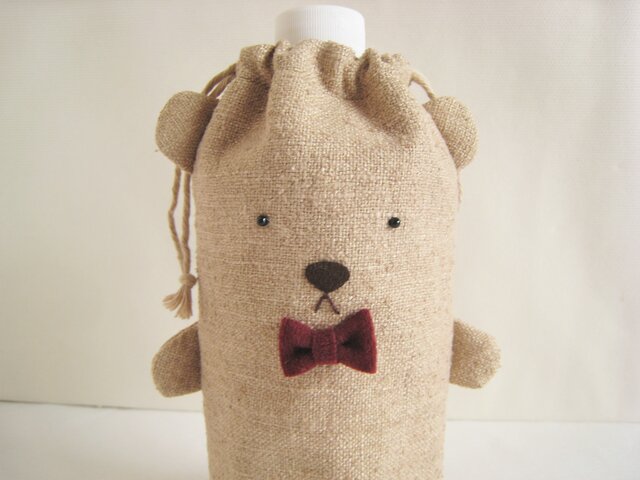 ペットボトルカバー ベアチェック柄 ブラウン ハンドメイド ペット