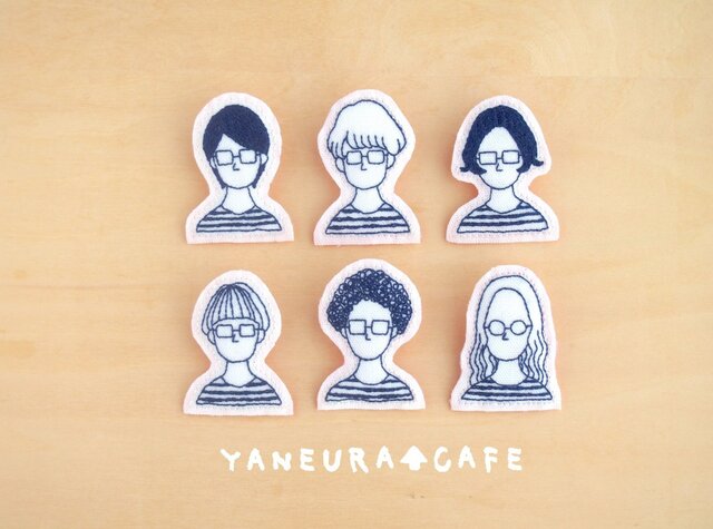 メガネ男子の刺繍ブローチ(E)の画像1枚目