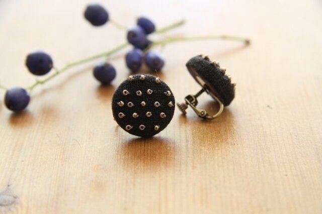 【再入荷】Boutons recouverts en lin(Noir2)の画像1枚目