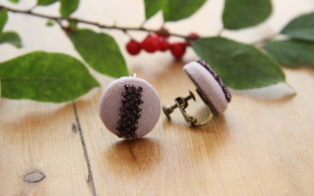 Boutons recouverts en lin (Mauve3)の画像1枚目