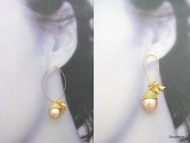 再販）どんぐりピアス（cottonpearl） | iichi 日々の暮らしを