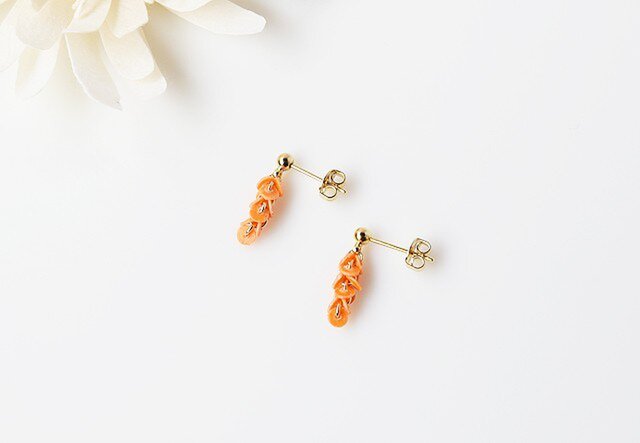 【和紙のピアス】pumpkin line miniの画像1枚目
