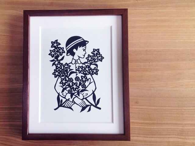 花の切り絵「ききょう」の画像1枚目