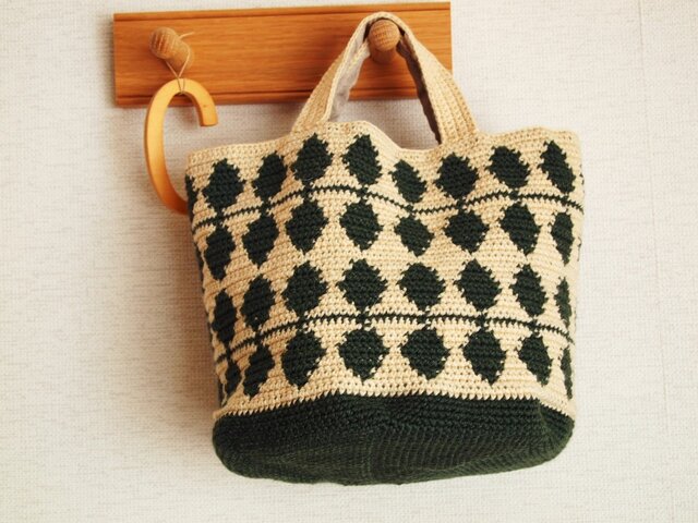 WOOL!*ダブルリーフ柄のバケツトートの画像1枚目