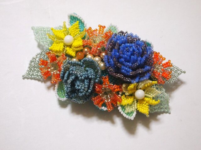 バレッタ Bouquet(ブルーローズ)の画像1枚目