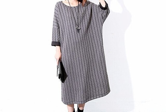 ●受注製作● 秋冬 膝丈ワンピース 厚手 ゆったりの画像1枚目
