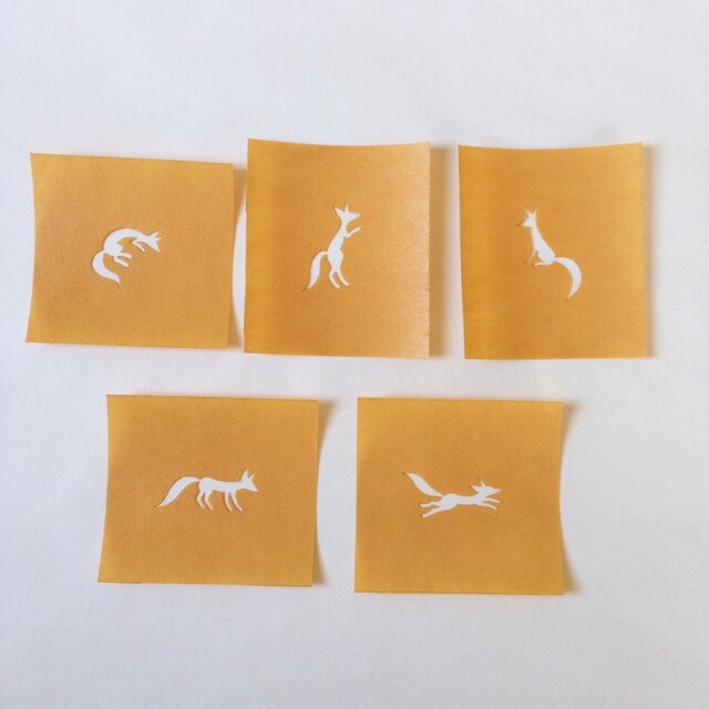 ステンシル型紙(狐・5枚A)の画像1枚目