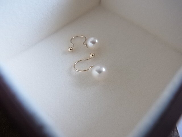 K18YG 高品質淡水パールイヤリング （ノンホールピアス）Round 5