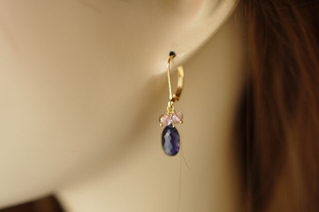 アイオライトPトパーズレバーバックピアス K14GF | iichi 日々の暮らし