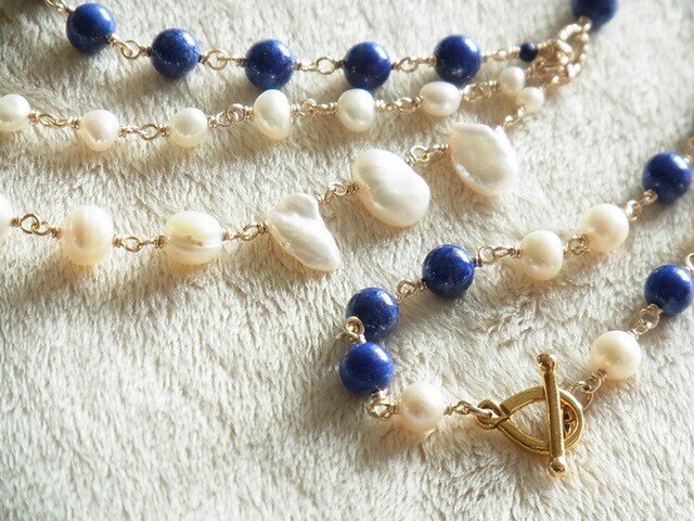 ラピスラズリとパールのネックレス | iichi 日々の暮らしを心地よく