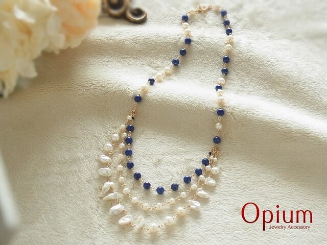 ラピスラズリとパールのネックレス | iichi 日々の暮らしを心地よく