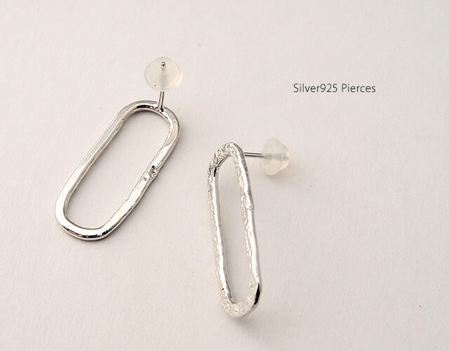 手作りSV925シルバーピアス★長しかくの画像1枚目