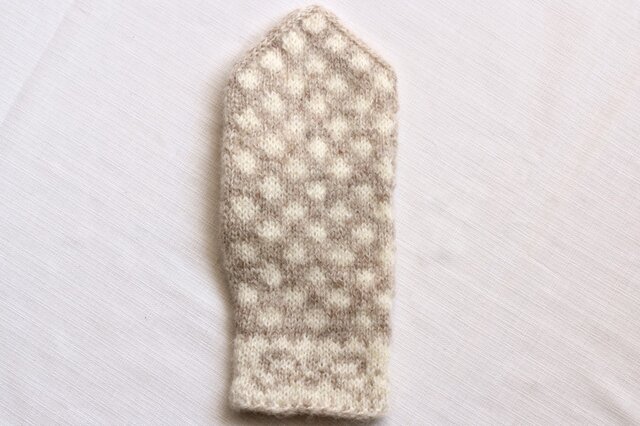 水玉リボンミトン(うすベージュ)の画像1枚目
