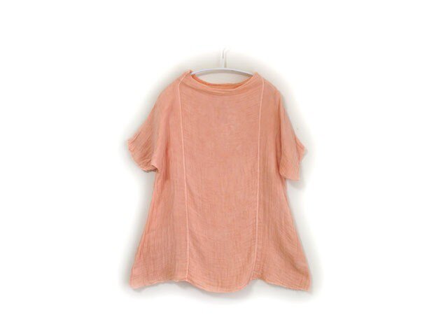 シンプルチュニック/べんがら染め 鉄朱/医療用ガーゼ服の画像1枚目