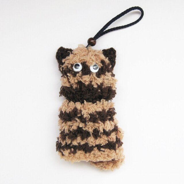 キーケース ねこ ブラウンxダークブラウン