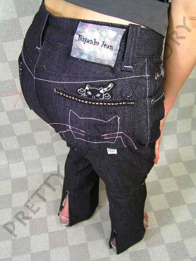 手作り可愛い 猫のジーパンｗ58 Iichi ハンドメイド クラフト作品 手仕事品の通販