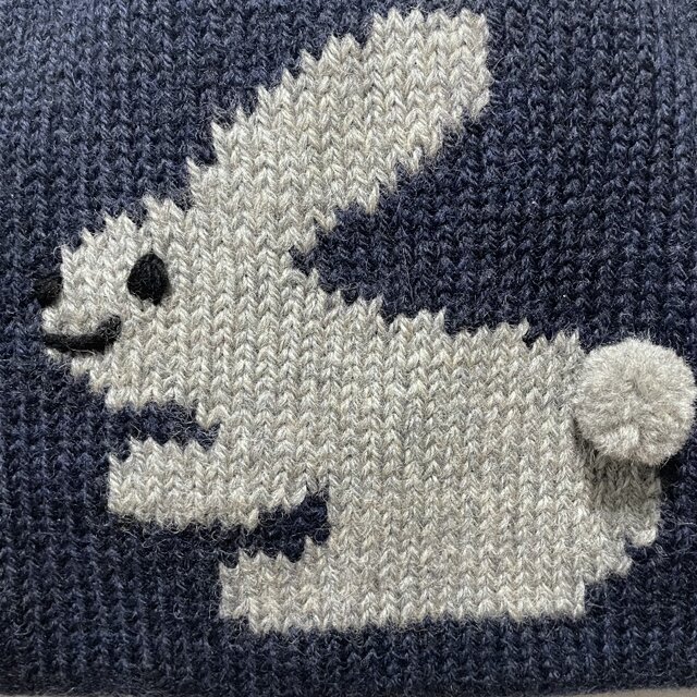 ニットバッグ うさぎ （紺） | iichi 日々の暮らしを心地よくする