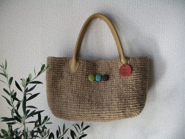 麻ひもスクエアー手提げBagの画像1枚目