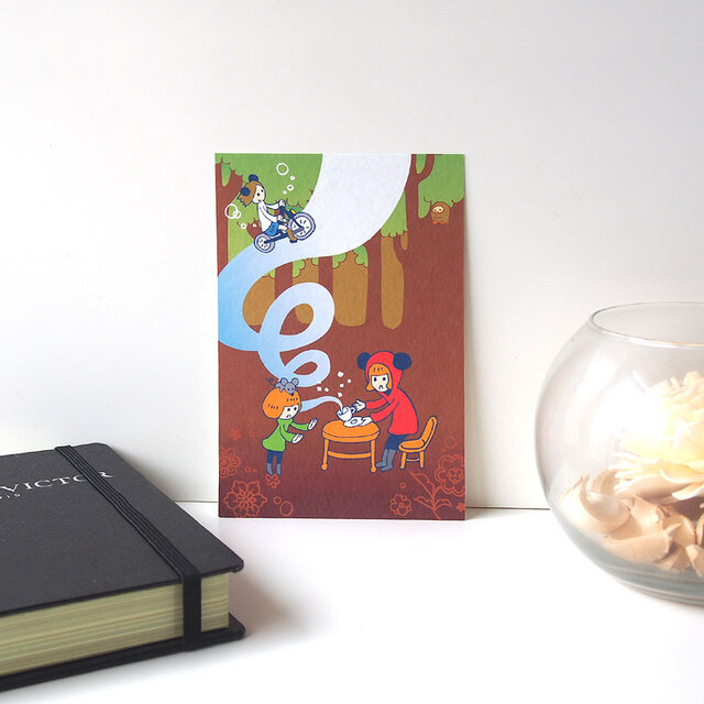 用途選べるポストカード【森のお茶会】4枚セット | iichi 日々の