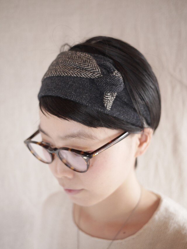 resale▼ patchwork turban <navytone>の画像1枚目