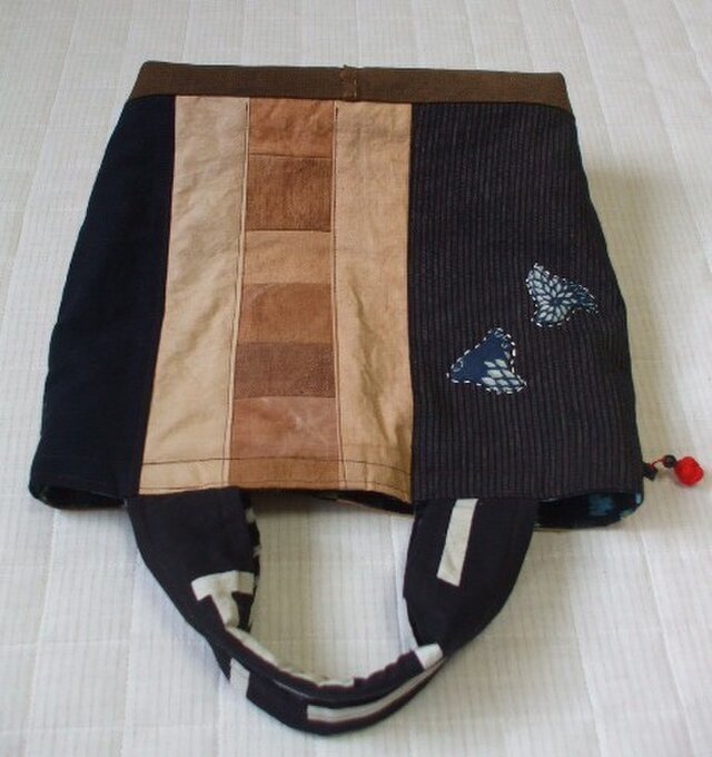 千鳥をあしらった藍染めトートバック