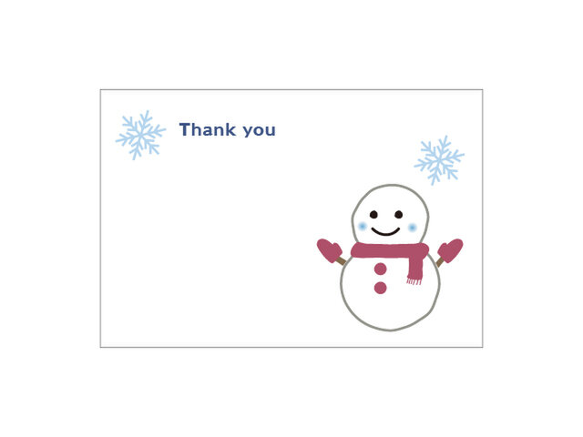 雪だるまとありがとうのはがきの画像1枚目