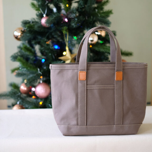 革と帆布のトートバッグ S チャコールグレー