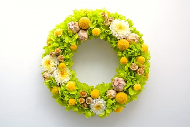 フラワーリース 野の花（プリザーブドフラワー）【受注生産