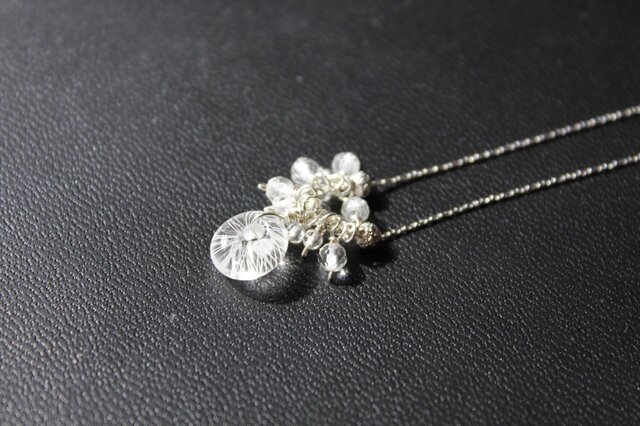 〈Machiko+S〉×〈Cristal-g〉*蜻蛉玉〈無垢〉+鈴なり水晶のチェーンネックレスの画像1枚目