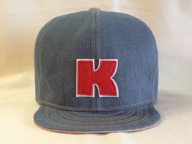 アルファベットキャップ デニム 『K』 大きめサイズ!の画像1枚目