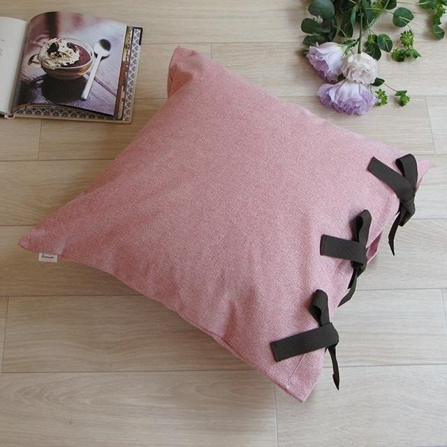 canvas plain クッションセット ribbon SQ (カバー+ヌードクッション)の画像1枚目