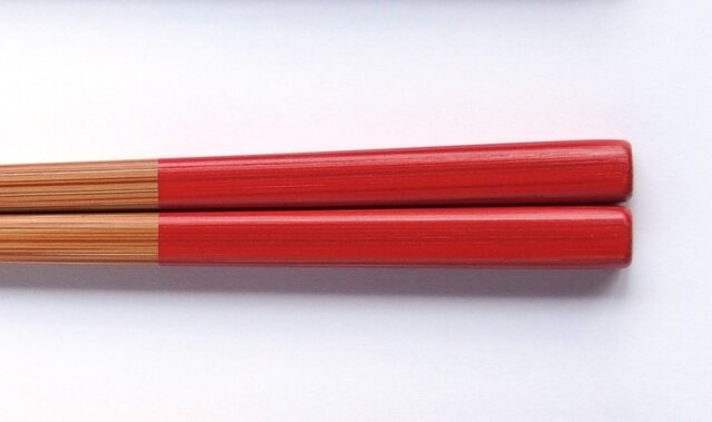 竹・自然塗料箸　19.5cmサイズ　01-19　赤の画像1枚目