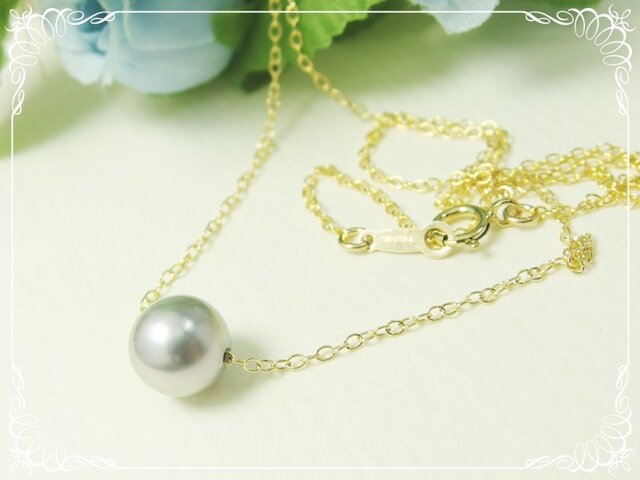 K14GF***N61* 高品質あこや真珠（シルバーグレー色）☆一粒ネックレス