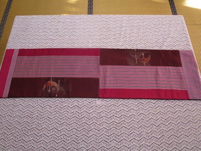 W♪花hana花♪パッチワーク帯テーブルセンターの画像1枚目