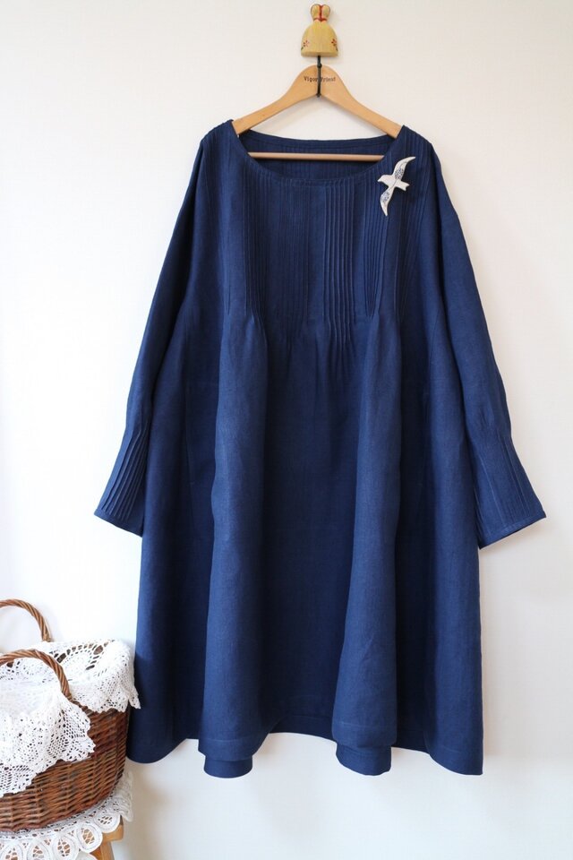 ★リトアニアリネン100%  ピンタックワンピース ★一枚限定