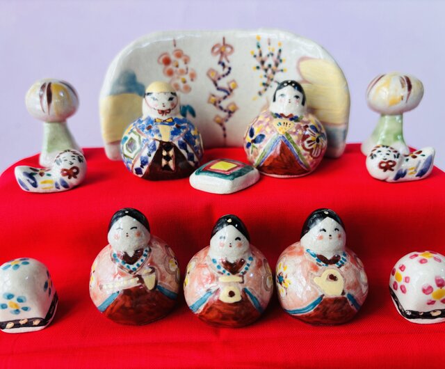 本焼陶器 豆雛15人飾りセット | iichi 日々の暮らしを心地よくする